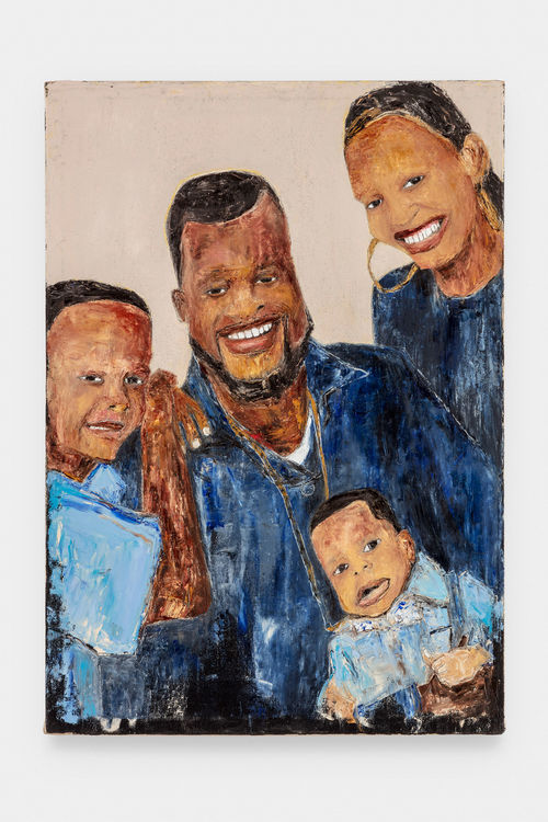 A painting of a family portrait