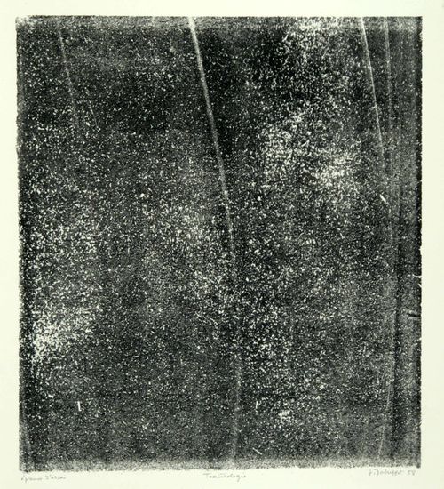 a field of textured, gritty black color sits on top of an off-white background, with a border of off-white showing around the black. The off-white background shows through the black color in speckled spots across the whole area.