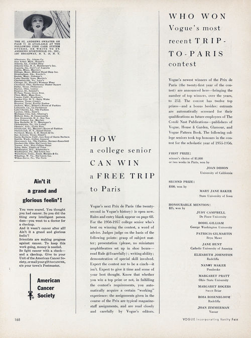 A page from an early issue of Vogue magazine, advertising a contest to win a trip to Paris