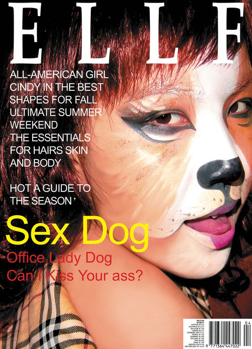 "ELLF" magazine cover with woman wearing dog face paint with the headline "Sex Dog"