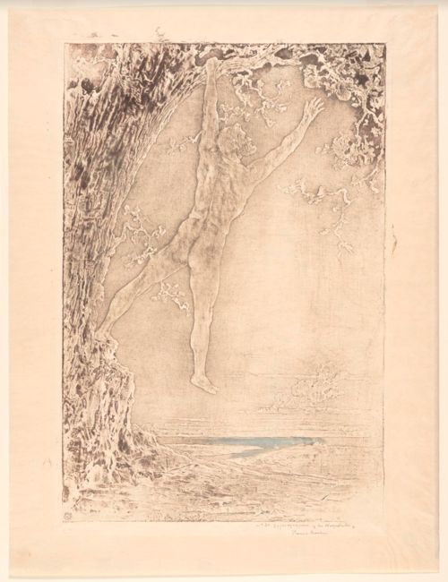 drawing of man reaching for the cave walls that surround him