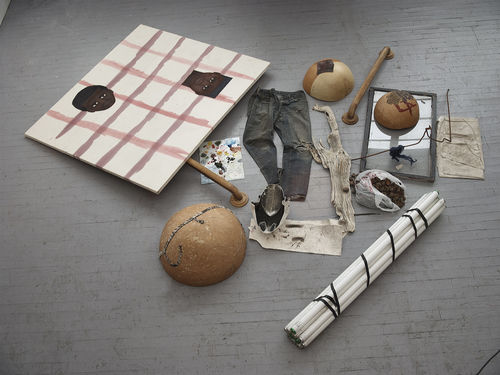 An assortment of items on the floor