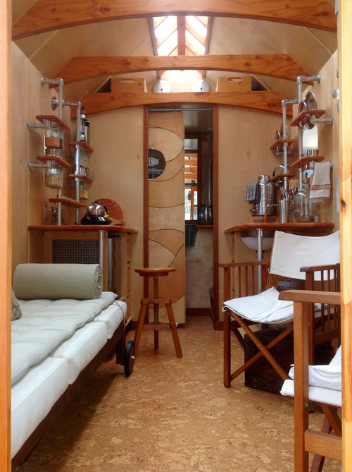 View from inside a cozy mobile cabin