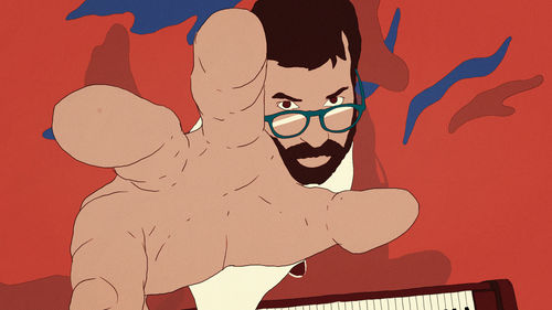 Animation still of a man reaching toward the viewer