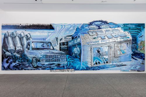 A large-scale mural painting