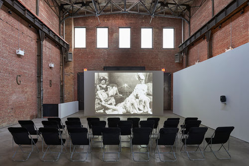 Installation view of a video work