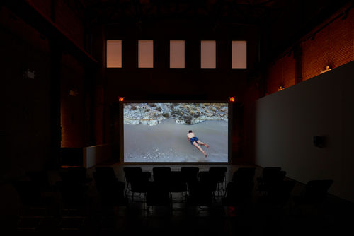 Installation view of a video work