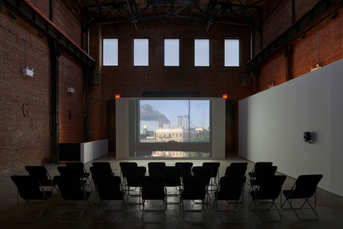 Installation view of a video work