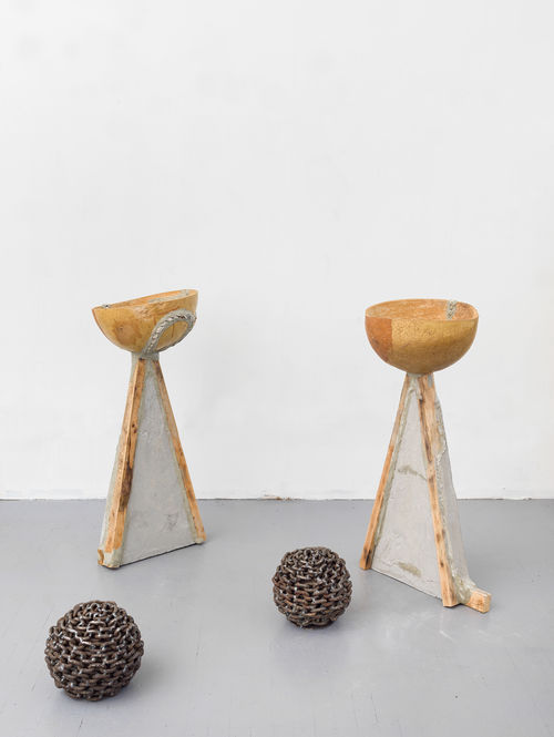 Installation of four sculptural works