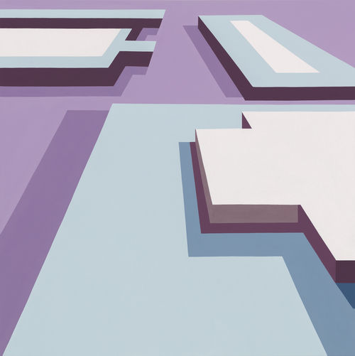 Abstract, geometric painting of gymnasium sprung floors