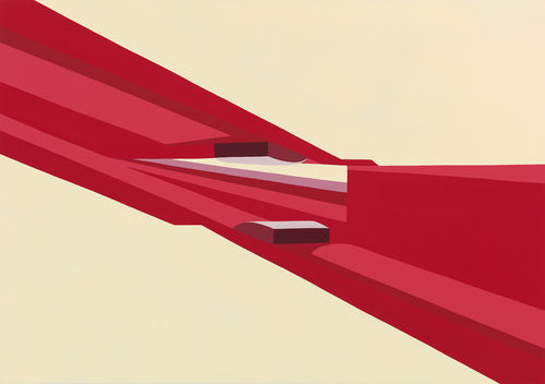 Abstract, geometric painting of gymnasium sprung floors