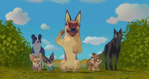 Animated still of a group of dogs