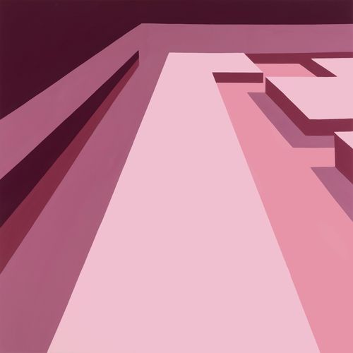 Abstract, geometric painting of gymnasium sprung floors