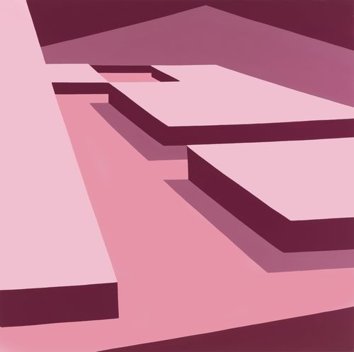 Abstract, geometric painting of gymnasium sprung floors