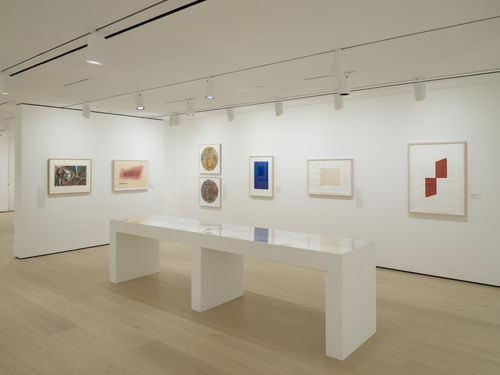 Gallery view of an exhibition of prints
