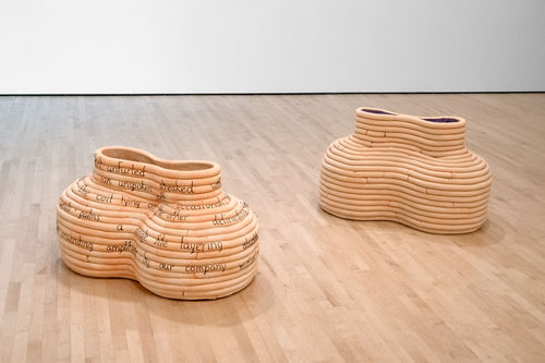Sculpture consisting of two double-barreled clay vessels