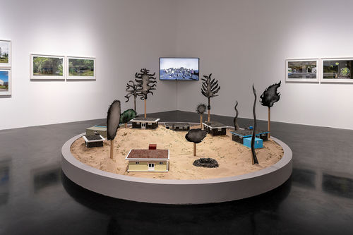 Gallery view of a multi-media art installation