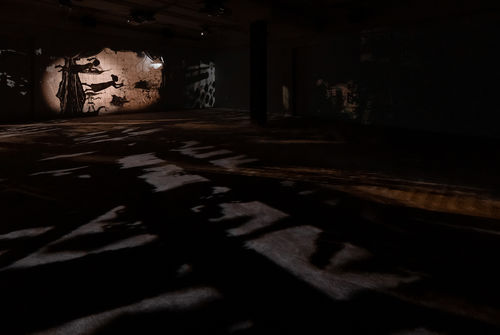 Image of multimedia installation with elements of shadow puppetry