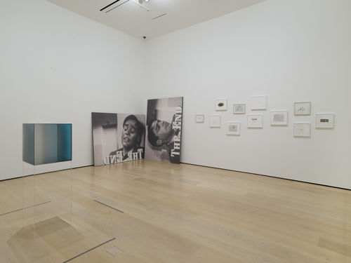 installation image of works installed on wall and floor