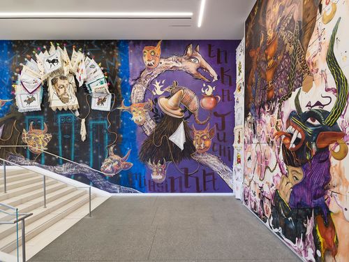 Installation image of a large mural
