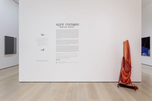 Installation view of an exhibition title wall