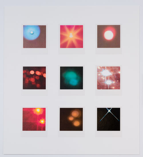 Grid of nine abstract Polaroid photos