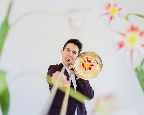 Naomi Moon Siegel plays the trombone 