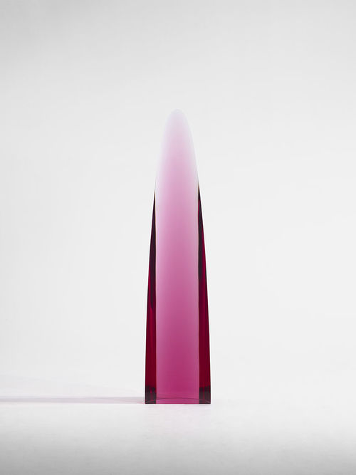 Pink object against a white background