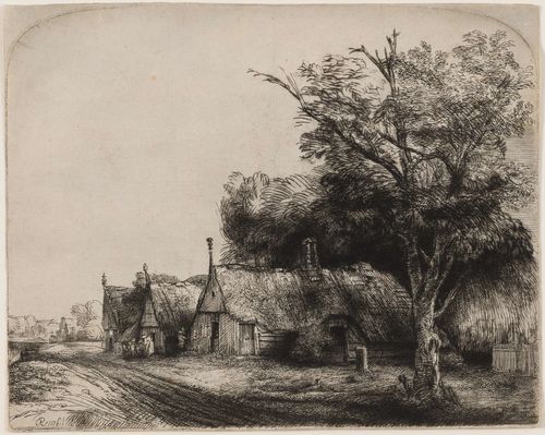 Landscape with Three Gabled Cottages beside a Road