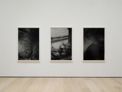 Three black and white abstract photographs 