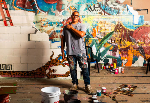 Artist Patrick Martinez in his studio