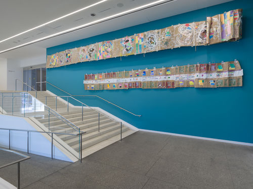 Multimedia lobby wall installation