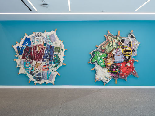 Multimedia lobby wall installation