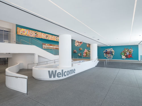 Multimedia lobby wall installation