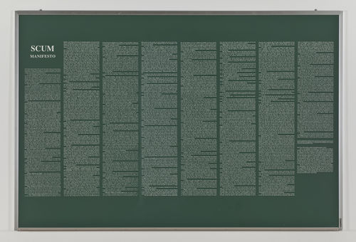 image of scum manifesto, white text against green background