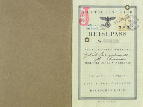 Gertrud Grunewald, German Passport (Reisepass), January 25, 1939