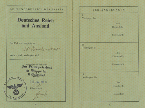 Gertrud Grunewald, German Passport (Reisepass), January 25, 1939