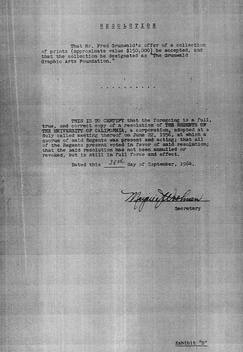 Fred Grunwald probate documents, Exhibit "B," September 28, 1964