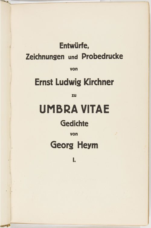 Ernst Ludwig Kirchner, Umbra Vitae (The Shadow of Life, 1919–1923), title page