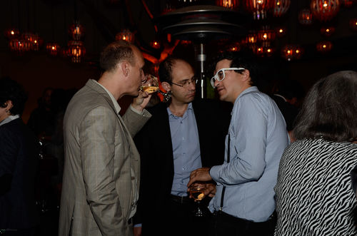 Guests in courtyard during the opening of "Now Dig This!" Hammer Museum, Los Angeles