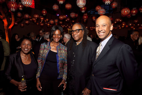 Artist Ulysses Jenkins (second from right) and guests at the opening of "Now Dig This!" Hammer Museum, Los Angeles