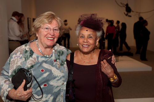 Artist Betye Saar (right) and guest at the opening of "Now Dig This!" Hammer Museum, Los Angeles