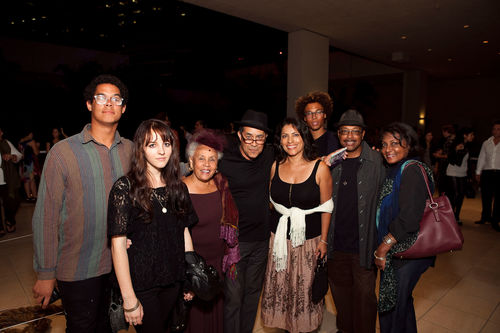 Artist Betye Saar (third from left) and guests at the opening of "Now Dig This!" Hammer Museum, Los Angeles