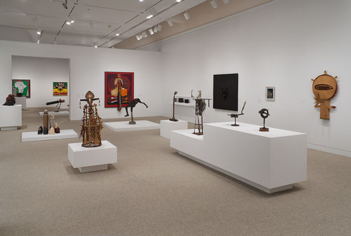 Works by Betye Saar, John T. Riddle Jr., Noah Purifoy, John Outterbridge, Dale Brockman Davis, and Alonzo Davis. Installation view at the Hammer Museum, Los Angeles