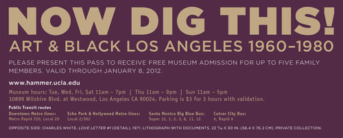 Back design for family pass to "Now Dig This!" Hammer Museum, Los Angeles