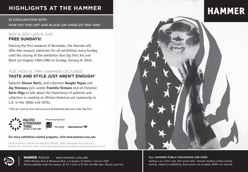 Design for OurWeekly advertisement featuring "Taste and Style Just Aren't Enough" conversation on November 15, 2011, in conjunction with "Now Dig This!" Hammer Museum, Los Angeles