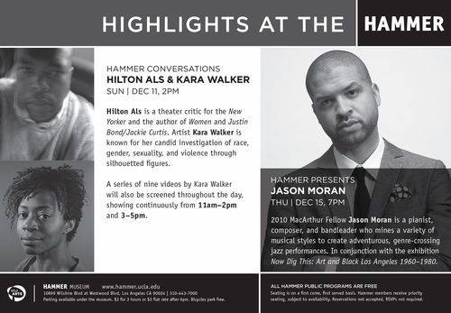 Design for OurWeekly advertisement featuring Jason Moran performance on December 15, 2011, in conjunction with "Now Dig This!" Hammer Museum, Los Angeles