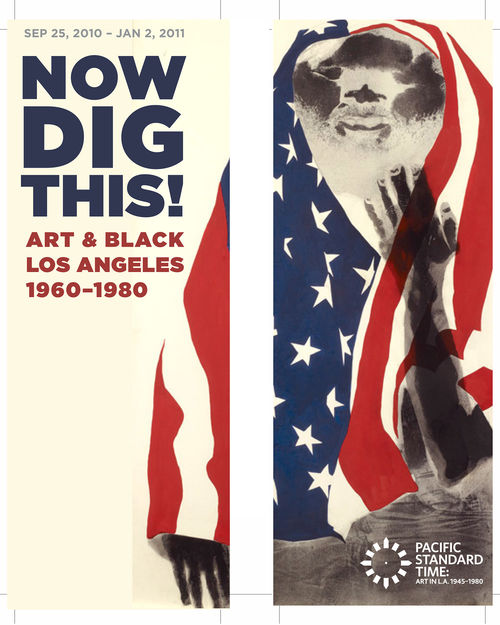 Preliminary street pole banner design for "Now Dig This!" featuring David Hammons, "America the Beautiful," 1968. Hammer Museum, Los Angeles