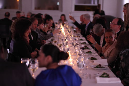 Guests at the dinner reception honoring "Now Dig This!" Curator Kellie Jones sits at right foreground. MoMA PS1, Long Island City, NY