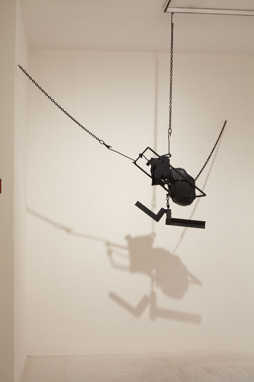 Melvin Edwards, "Cotton Hangup," 1966. Installation view at MoMA PS1, Long Island City, NY